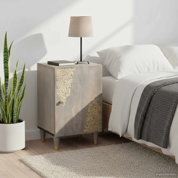 vidaXL Badkamerkast Grijs 38 x 33 x 58 cm Massief Mango Hout