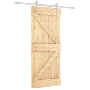 vidaXL Schuifdeur Natuurlijk en Wit 80 x 210 cm Massief grenenhout