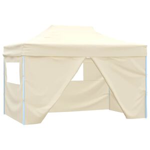 vidaXL Vouwtent pop-up met 4 zijwanden 3x4,5 m cr&egrave;mewit
