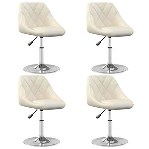 vidaXL Eetkamerstoelen draaibaar 4 st fluweel cr&egrave;mekleurig