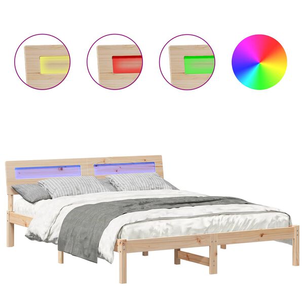 vidaXL Bedframe met hoofdeinde Bruin 140 x 200 cm Massief grenenhout