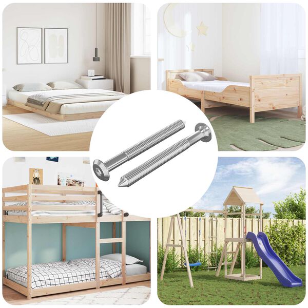 vidaXL Meubelschroeven 2 pcs Zilver M6 x 60 mm Staal