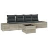 vidaXL Bankstel 5 st Lichtgrijs 55 x 55 x 37 cm poly rattan