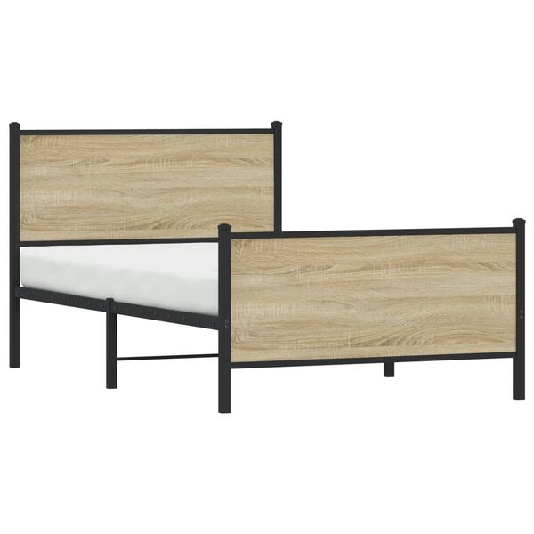 vidaXL Bedframe zonder matras metaal sonoma eikenkleurig 100x190 cm