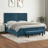 vidaXL Boxspring met matras fluweel donkerblauw 180x200 cm