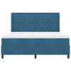 vidaXL LED Boxspring Bed met Matras Geruit Blauw 180 x 200 cm Fluweel