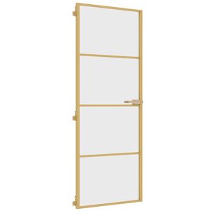 vidaXL Binnendeur smal 76x201,5 cm gehard glas en aluminium goudkleur