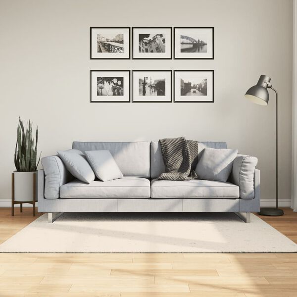 vidaXL Vloerkleed ISTAN hoogpolig glanzend 140x200 cm cr&egrave;mekleurig