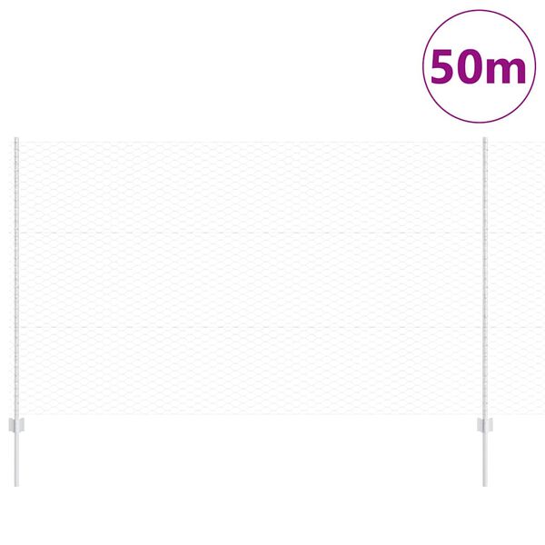 vidaXL Hek met Paal Zilver 1,4 x 50 m Staal