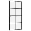 vidaXL Binnendeur 93x201,5 cm gehard glas en aluminium smal zwart