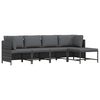 vidaXL 4-delige Loungeset met kussens poly rattan grijs