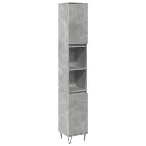 vidaXL Badkamerkast 30x30x190 cm bewerkt hout betongrijs