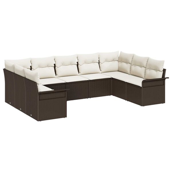 vidaXL Tuin Sofa Set met opslag 9 pcs Bruin poly rattan