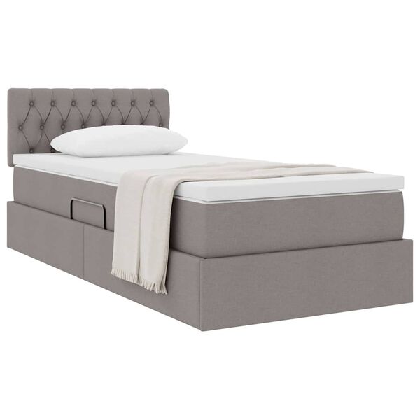 vidaXL Opbergbed met matras met matras Taupe 100 x 200 cm Bewerkt hout