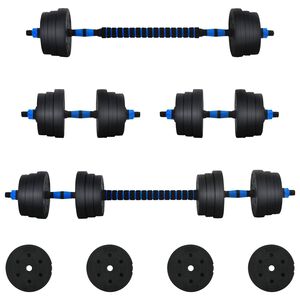 vidaXL 2-in-1 Halter Set 30kg Zwart en Blauw Cement en ijzeren zand