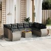 vidaXL 10-delige Loungeset met kussens poly rattan grijs