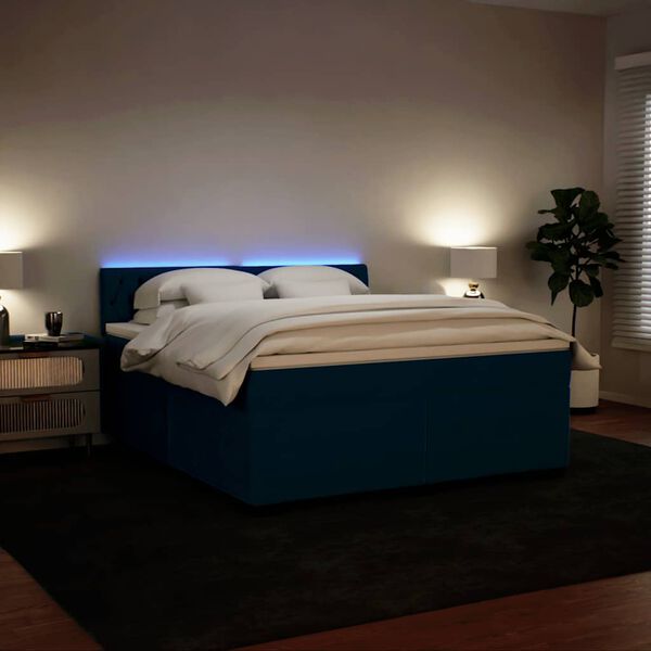 vidaXL Boxspring met matras fluweel blauw 180x200 cm