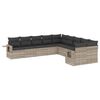 vidaXL 10-delige Loungeset met kussens poly rattan lichtgrijs