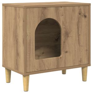 vidaXL Kattenhuis Ambachtelijk eiken 51 x 30 x 52 cm Bewerkt hout