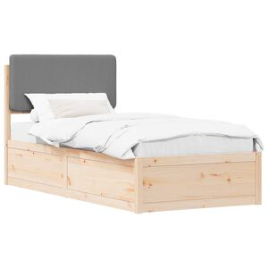 vidaXL Bedframe met Gevoerd Hoofdgedeelte Lichtgrijs 75 x 190 cm