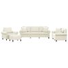 vidaXL 4-delige Loungeset met kussens fluweel cr&egrave;mekleurig