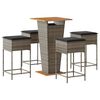 vidaXL 5-delige Tuinbarset met kussens poly rattan grijs
