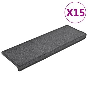 vidaXL Trapmatten 15 st 65x21x4 cm Donkergrijs Rechthoekige Rand