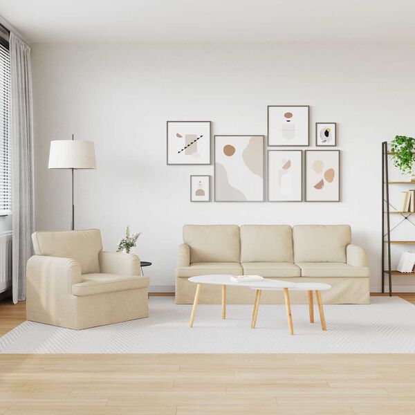 vidaXL Bank 2 pcs Cr&egrave;me 144 x 80 x 85 cm Stof