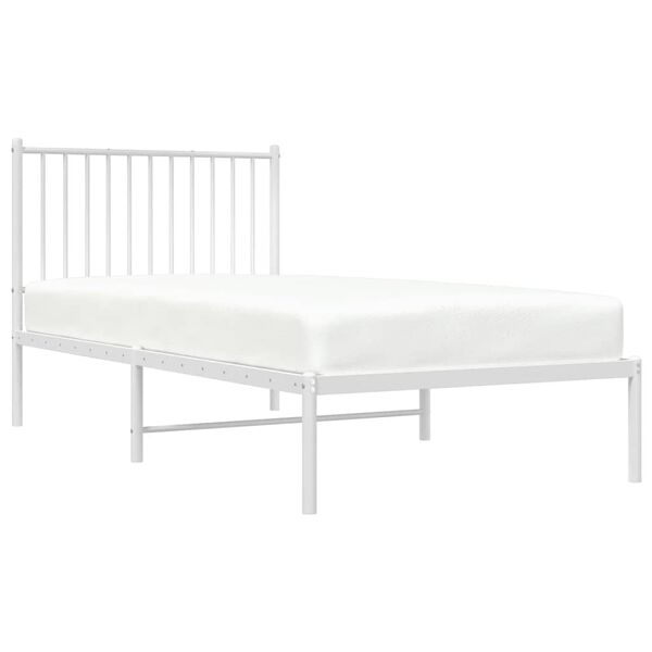 vidaXL Bedframe met hoofdbord metaal wit 90x190 cm