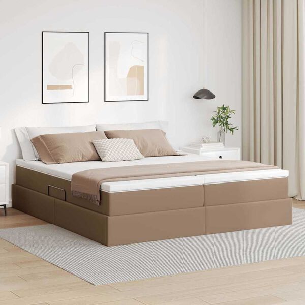 vidaXL Opbergbed met matras Cappuccino 180 x 200 cm Nep Leer