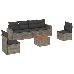 vidaXL 7-delige Loungeset met kussens poly rattan grijs