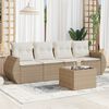 vidaXL 5-delige Loungeset met kussens poly rattan beige