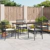 vidaXL 5-delige Tuinset met kussens poly rattan zwart