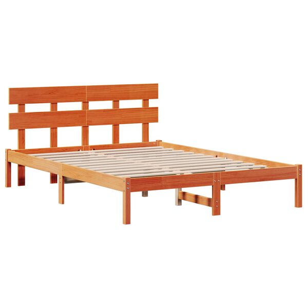 vidaXL Bedframe met hoofdeinde Bruin 160 x 200 cm Massief grenenhout