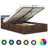 vidaXL Bedframe met hydraulische opslag en LED stof bruin 120x200 cm