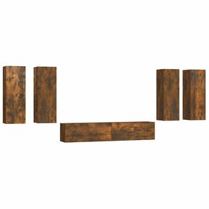 vidaXL 6-delige Tv-meubelset bewerkt hout gerookt eikenkleurig