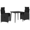 vidaXL Bank tafel set 3 pcs Zwart PE Rattan en Poeder-Coated Staal