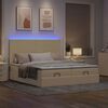 vidaXL Ottoman bed met matrassen en LED's 200x200cm stof cr&egrave;mekleurig