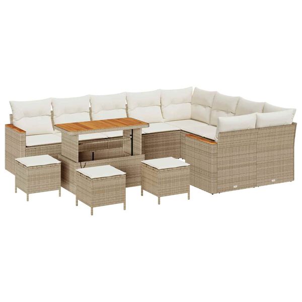 vidaXL Tuinbankenset 13 pcs Beige poly rattan