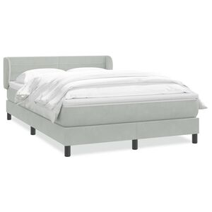 vidaXL Boxspring met matras fluweel lichtgrijs 160x220 cm