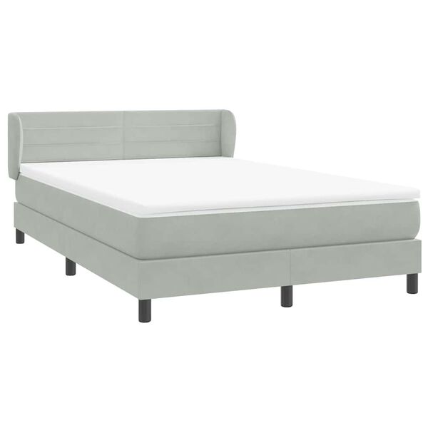 vidaXL Boxspring met matras fluweel lichtgrijs 140x220 cm