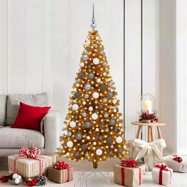 vidaXL Kerstboom met 300 LED met standaard Goud 180 cm PET