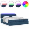 vidaXL Ottoman bed met matrassen en LED's 200x200cm stof blauw