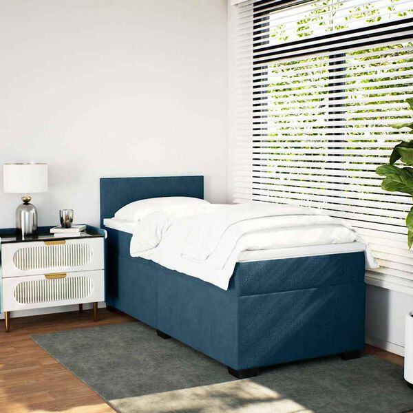 vidaXL Boxspring met matras fluweel blauw 80x200 cm