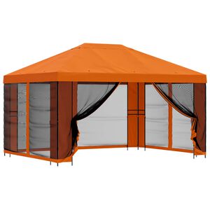 vidaXL Tuin Gazebo met Zijwanden 4 &times; 3 m Oranje Polyester en staal
