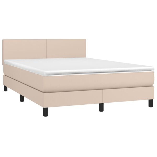 vidaXL Boxspring met matras kunstleer cappuccinokleurig 140x200 cm