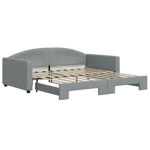 vidaXL Slaapbank met onderschuifbed 100x190 cm stof lichtgrijs (VS)