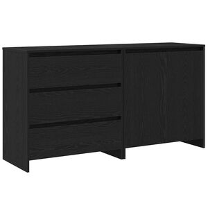 vidaXL Dressoir met lade 2 pcs Zwart 70 x 41 x 75 cm Bewerkt hout