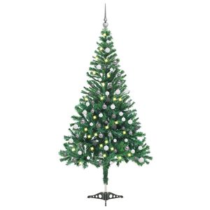 vidaXL Kunstkerstboom met verlichting en kerstballen 230 takken 120 cm
