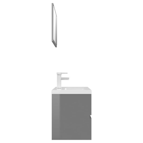 vidaXL Badkamermeubelset spaanplaat hoogglans grijs